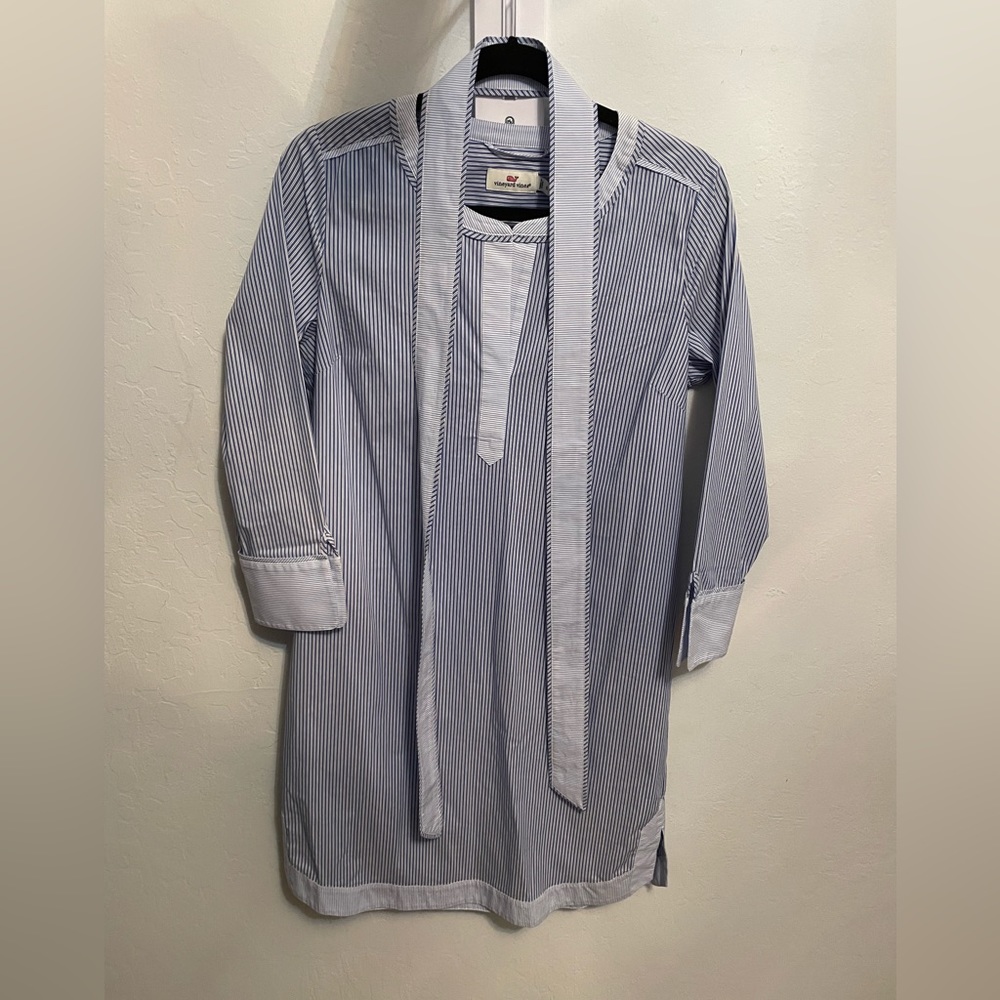 Vineyard Vines Blue Striped Shirtdress with Belt